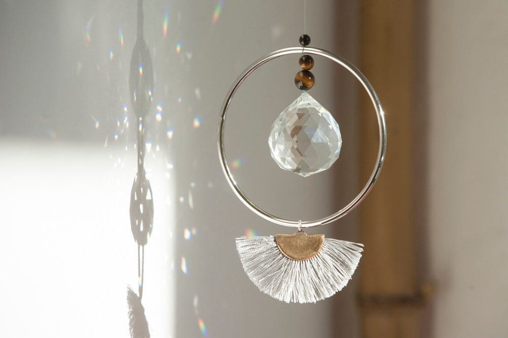 Suspension, Feng Shui, Cristal Clair Sans Plomb de 30 mm, Oeil Du Tigre, Protection, Suncatcher, Déc
