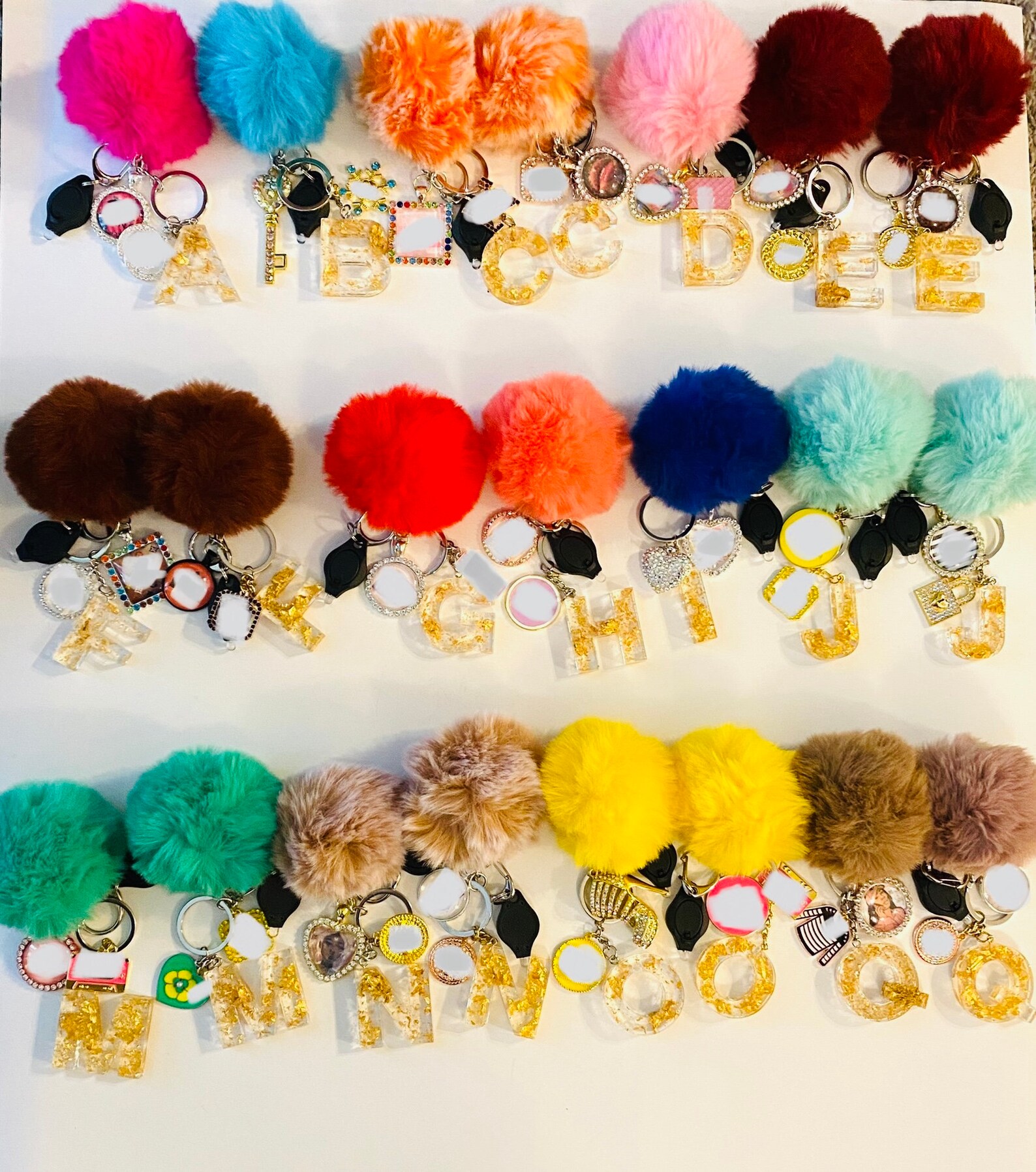 Colorful Furry Keychain w/ Designer Inspired Charms Etsy