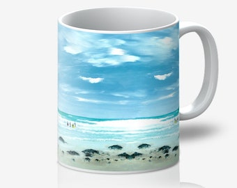 Surfers Mug  -  Sea, Sand and Sky - From art by Sam Coull