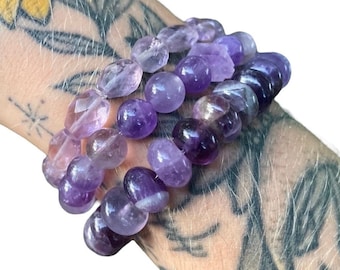 Amethyst Bracelet, Crystal Stretch Bracelet, Natural Gemstone Jewelry, Healing Crystal Gift, February Birthstone, Spiritual Gift for Women