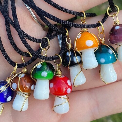 Mushroom Necklace Wire Wrapped Mushroom Pendant Indie Etsy