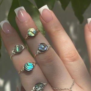Abalone Shell Ring | 14k Gold Filled, Sterling Silver, Dainty Stacking Jewelry, Seashell Ring, Custom Gift, Statement Ring, Wire Wrap Ring