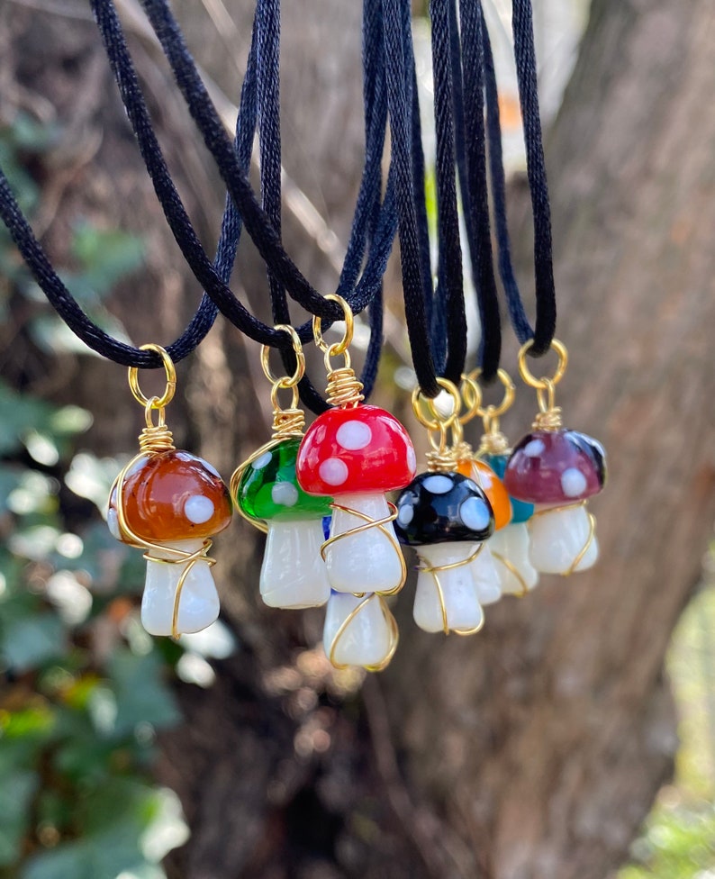 Mushroom Necklace Wire Wrapped Mushroom Pendant Indie Etsy