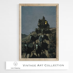 Wild West Art | Western Art Print | Vintage Stagecoach Western Art | Rustic Southwest Decor | Countryside Print | Instantly Downloadable