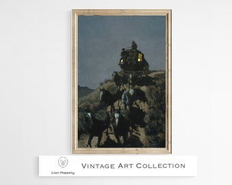 Wild West Art | Western Art Print | Vintage Stagecoach Western Art | Rustic Southwest Decor | Countryside Print | Instantly Downloadable