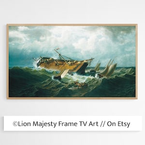 Samsung Frame TV Art, William Bradford shipwreck off Nantucket after a storm, Frame tv art, Digital TV File, samsung art tv, Art for tv