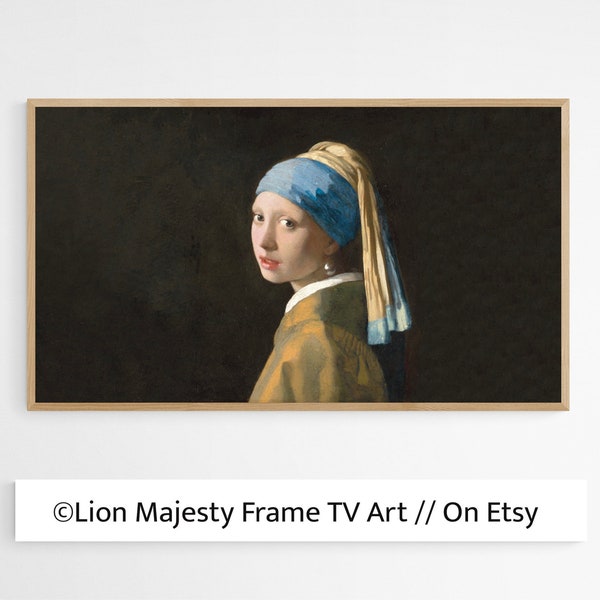 Samsung Frame TV Art, Girl With a Pearl Earring, Johannes Vermeer, Frame TV Art, Frame tv art, Baroque TV Art, Dutch Golden Age Painting