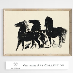 Vintage Abstract Horse Art Print Instant Downloadable Art #123