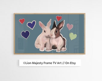 Easter Frame TV Art , Rabbit Spring Easter, Easter Bunny tv Art, Spring Decor, Rabbit tv Art, Cute Easter Bunny tv art, Happy Easter Bunny