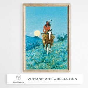 Frederic Remington Oil Painting | Vintage Western Art | Rustic Room Decor | The outlier | Countryside Print | Instantly Downloadable Print