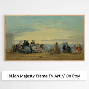 Samsung Frame TV Art, On the Beach Sunset Eugene Boudin, Frame TV Art, Instant Download art, Digital TV File, samsung art tv