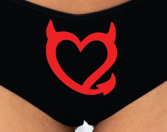 Naughty Underwear, Horny Devil Panties, Sexy Panties, Valentine's Day Gift, Custom Lingerie, Booty Shorts, Bachelorette Party Gift