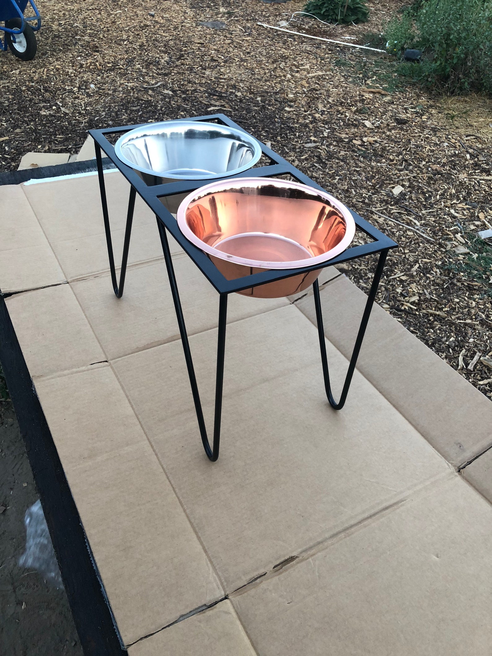 Metal dog bowl stand large Etsy