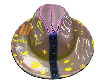 UV Glow Fedora Hat | Pastel Neon Blacklight Reactive Festival