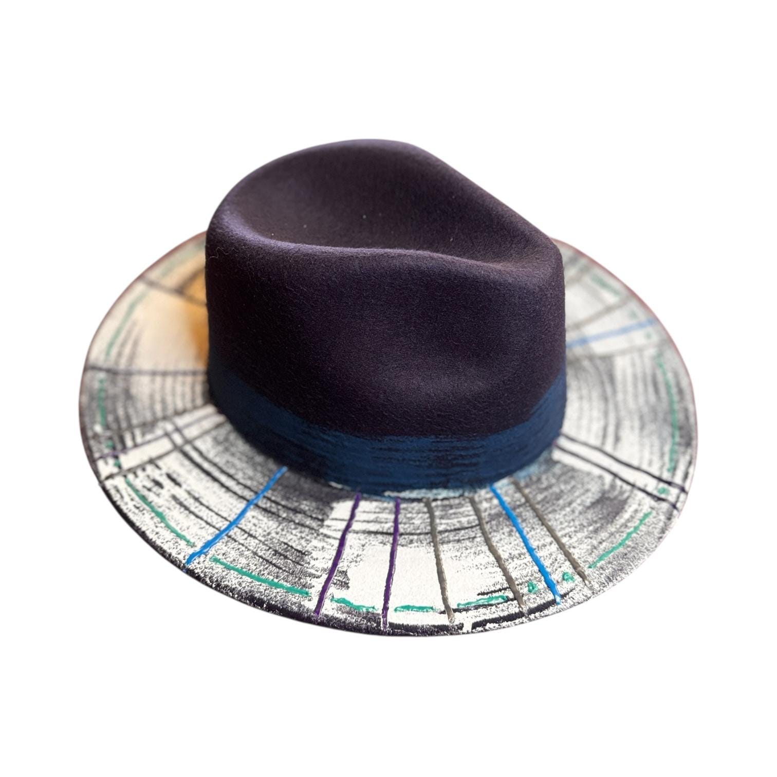 Colorful Geometric Fedora Hat Kenny K. Fedora Hat Mens Size Medium 100% Paper Classic  main image 3