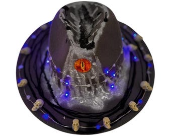 LED-festivalhatt, handmålad glöd, bärbar Burning Man-konst, Rave Light Up
