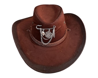 Cowboy Hat Skull Spiderweb, Gothic Western Festival, Handmade Dark