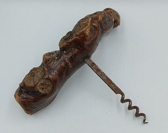 Sacacorchos de madera francés vintage, abridor de botellas de vino, estilo vino, sacacorchos con mango de madera, sacacorchos viejo, sacacorchos de rama