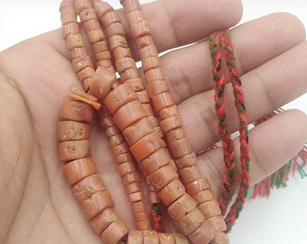 Antique beads from coral, Coral beads, Mediterranean coral, Vintage coral jewelry 19th century, Ukrainian national necklace, Red coral