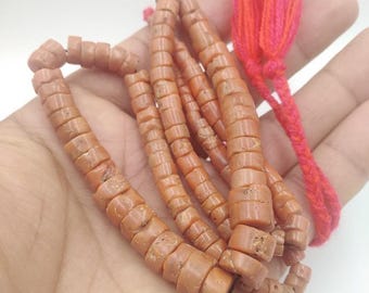 Antique beads from coral, Coral beads, Mediterranean coral, Vintage coral jewelry 19th century, Ukrainian national necklace, Red coral