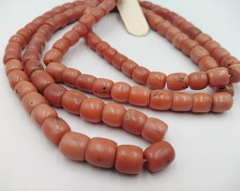 Antique beads from coral, Coral beads, Mediterranean coral, Vintage coral jewelry 19th century, Ukrainian national necklace, Red coral