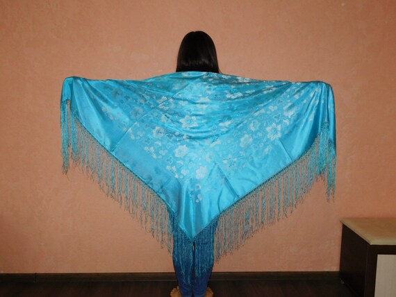 Blue scarf Russian shawl shawl Ukrainian shawl Woo