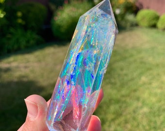 Mini Opal and Moonstone Resin Crystal Tower