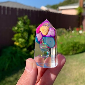 Mini Resin Crystal With Rainbow Shells