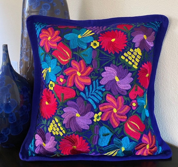 Embroidered Pillow Cover Mexican Embroidered Pillow Case Etsy