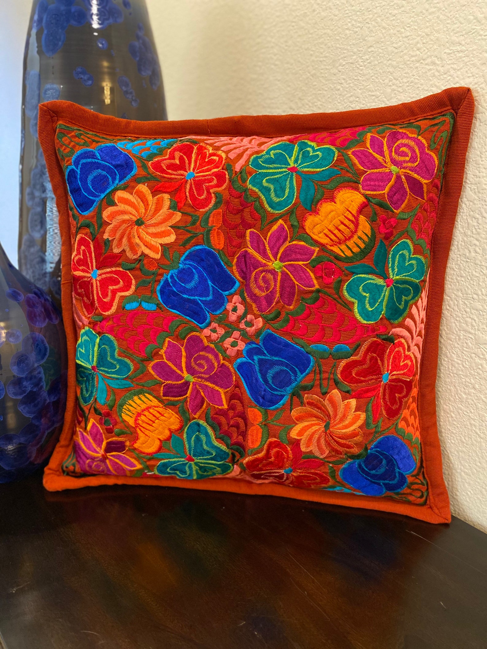 Embroidered Pillow cover Mexican embroidered pillow case Etsy