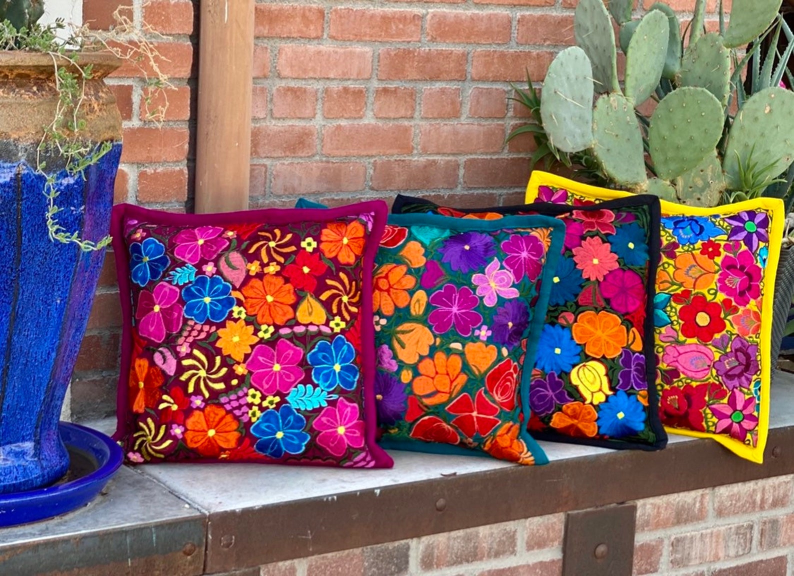 Embroidered Pillow Cover Mexican Embroidered Pillow Case Etsy