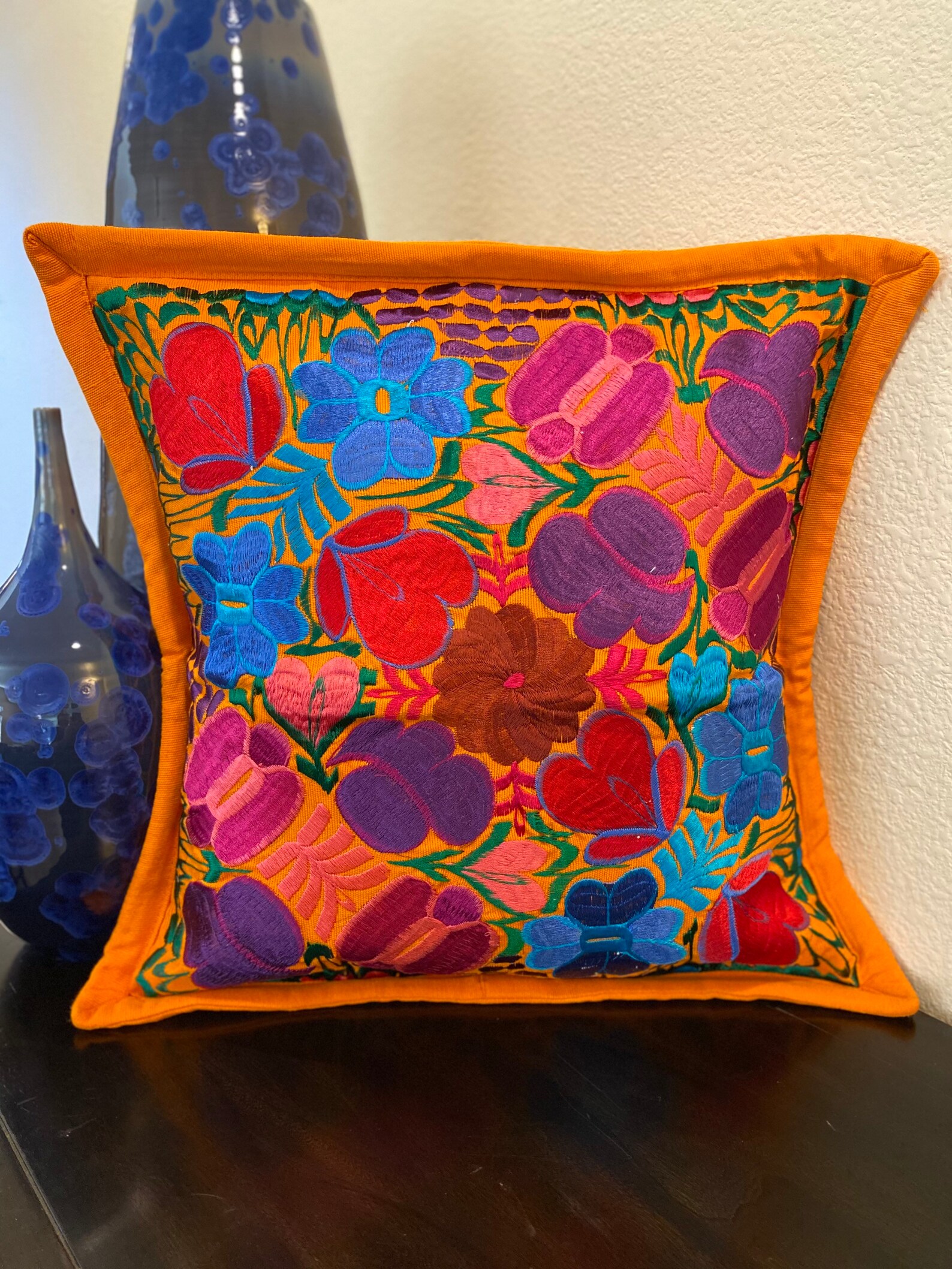 Embroidered Pillow cover Mexican embroidered pillow case Etsy
