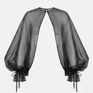 Schiere Organza Ärmel Top, Schwarz Tüll Bolero, Statement Layering Piece, Schiere Abdeckung, Leichte Abend Schicht