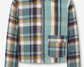 Chaqueta de lana pura para hombre • Chaqueta de invierno para hombre con dos bolsillos • Abrigo grueso con forro polar de lana • Jersey con cremallera • Chaqueta gris de doble capa • Ropa de hombre