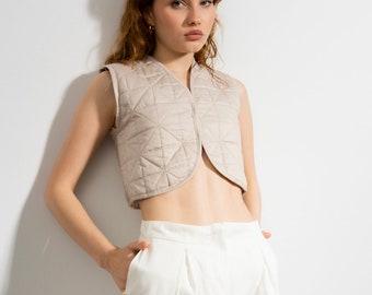 Chaleco mini de algodón acolchado LAST ONE: chaleco acolchado para mujer