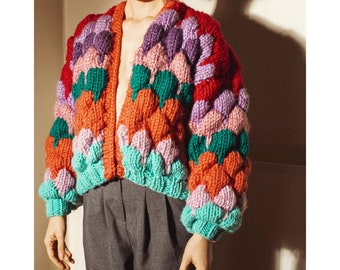 Cárdigan de burbujas tejido a mano