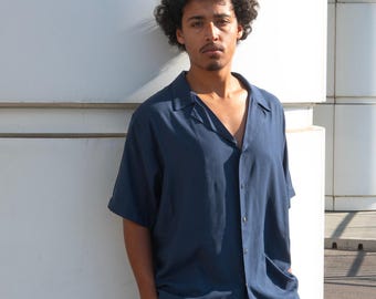 Camisa de manga corta de algodón natural para hombre: estilo casual y elegante