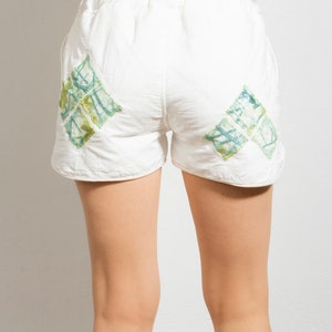 Handmade Pocketed Mini Shorts with Organza Detail Women Cotton Short Casual Mini Quilted Short image 3