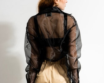 Organza Women Shirt |  See Through |  Long-sleeved Organza Shirt