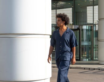 Pantalones plisados de algodón para hombre: pantalones holgados de estilo urbano