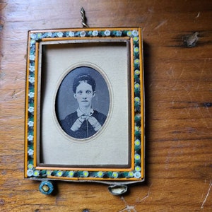 Miniature Micro Mosaic Millefiori Frame mad in Italy With Tin Type Photo