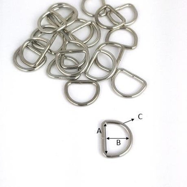Silberner D-Ring Halbrunder Ring zur Herstellung von Hundehalsbänder, Katzenhalsbänder, Leine, Geschirr - für 15 mm 1,5 cm breites Gurtband