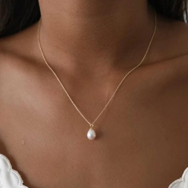 Pearl Necklace, Single Pearl Necklace, bridal Necklace, Wedding Jewelry, Bridesmaid Gifts, Gift for her, Bridesmaid Jewelry,