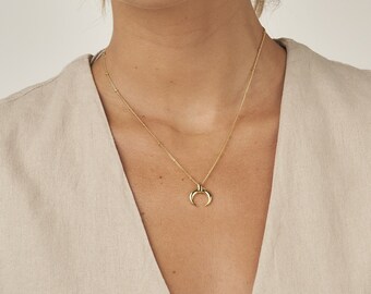 Collana Crescent Moon - Collana di corno - collana placcata in oro 18k - collana minimalista - Collana Dainty - Collana minimale - piccola collana