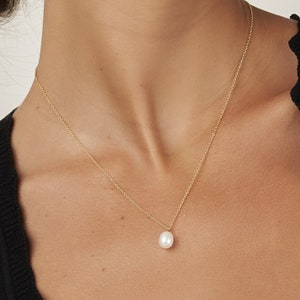 Dainty Outlet Collana di perle ciondolo di perle collana di perle naturali collana da damigella d'onore collana da sposa collana di perle singole immagine 1