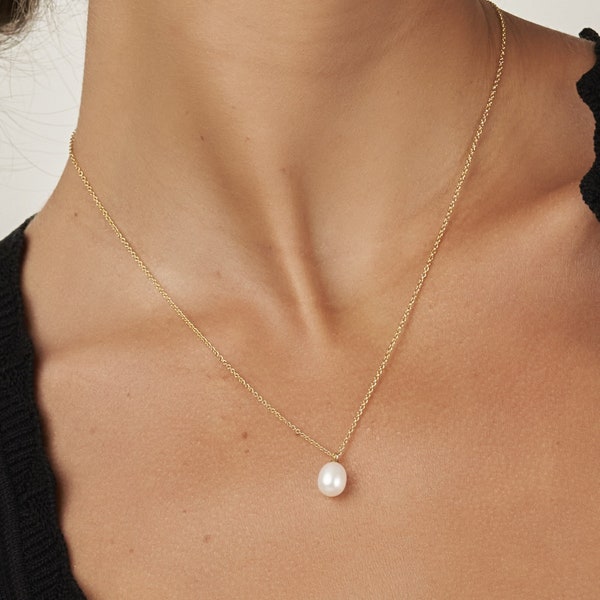 Outlet Single Pearl Necklace, Teardrop Pearl Necklace, Pearl Pendant, Wedding Necklace, Bridesmaid Necklace, Bridal Necklace, Bride Necklace