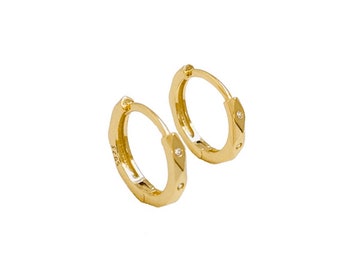 Orecchini Hoop CZ argento 925 placcato oro 18k - Piccoli orecchini - Orecchini a cerchio cz - Orecchini d'oro - Orecchini minimali - Orecchini delicati - cerchio