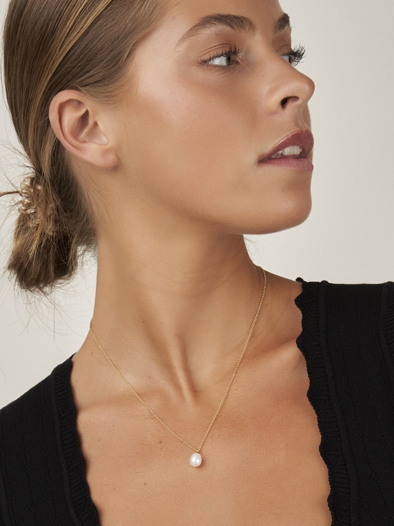 Dainty Outlet Perlenkette Perlenanhänger natürliche Perlenkette Brautjungfern-Halskette Braut-Halskette einzelne Perlenkette Bild 5