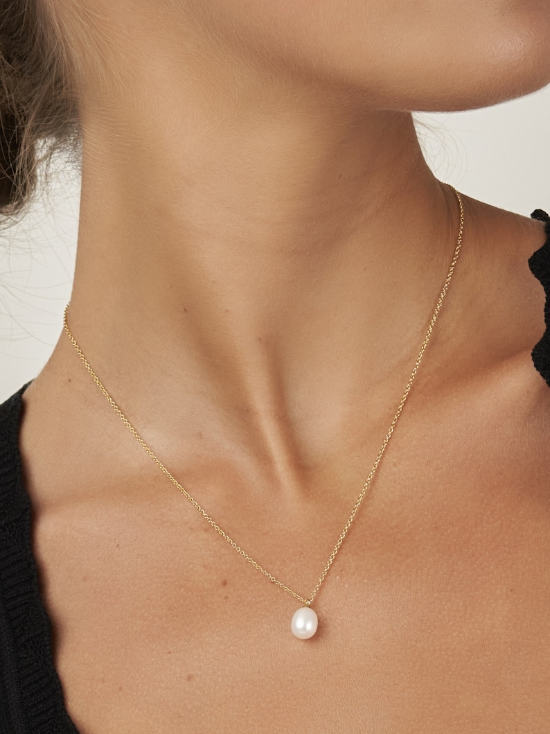 Dainty Outlet Perlenkette Perlenanhänger natürliche Perlenkette Brautjungfern-Halskette Braut-Halskette einzelne Perlenkette Bild 1