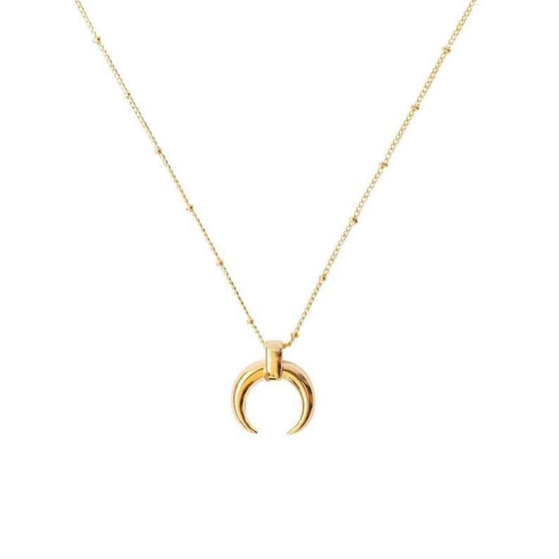 Halve maan ketting Hoorn ketting vergulde 18k ketting minimalistische ketting Sierlijke ketting Minimale ketting kleine ketting afbeelding 4